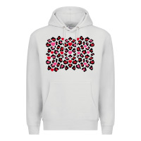 Dove Grey valentines day leopard and heart background Premium Hoodie - FaDigitalArtStudio