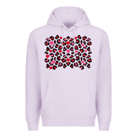Lilac valentines day leopard and heart background Premium Hoodie - FaDigitalArtStudio