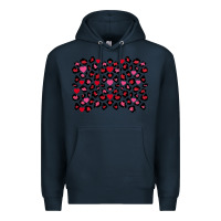 Navy valentines day leopard and heart background Premium Hoodie - FaDigitalArtStudio