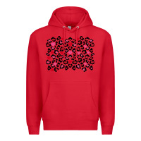 Red valentines day leopard and heart background Premium Hoodie - FaDigitalArtStudio