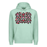 Seafoam valentines day leopard and heart background Premium Hoodie - FaDigitalArtStudio