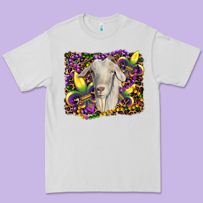 Mardi Gras Goat Fleur De Lis Premium Tee Designed By Ranaportraitstore