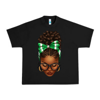 Afro Messy Bun Green And White Bow Urban Heavy Tee | Teevron