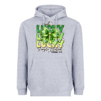 Heather Grey Not Lucky Simply Blessed Heavyweight Hoodie - CowhideDigitalArt