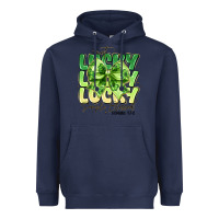 Navy Not Lucky Simply Blessed Heavyweight Hoodie - CowhideDigitalArt