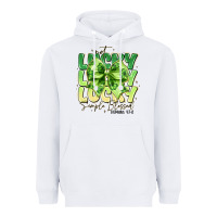 White Not Lucky Simply Blessed Heavyweight Hoodie - CowhideDigitalArt