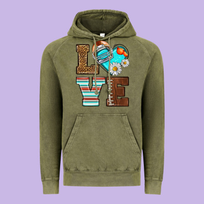 American Football Love And Helmet Vintage Hoodie Designed By Nancycooperartshop