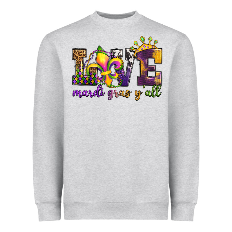 Love. Ardi Gras Y'all Heavyweight Sweatshirt by OliviaCreatesArt | Teevron
