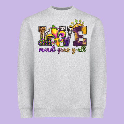 Love. Ardi Gras Y'all Heavyweight Sweatshirt Designed By Oliviacreatesart