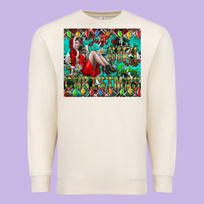 Just A Girl Who Loves Christmas Premium Sweatshirt Designed By Cowhidedigitalart