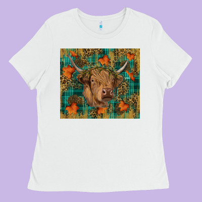Fall Highland Cow Tumbler Ladies Tee Designed By Ranaportraitstore