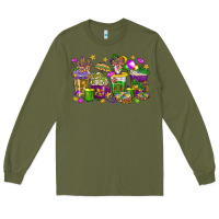 Army Green Mardi Gras coffee cups Long Sleeve Tee - HowdyJamesFarm