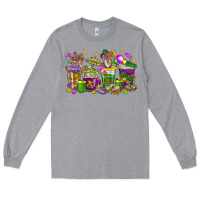 Heather Grey Mardi Gras coffee cups Long Sleeve Tee - HowdyJamesFarm