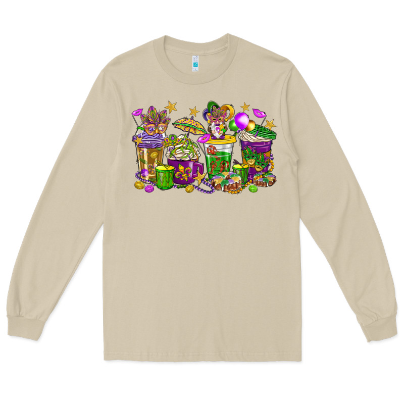 Mardi Gras Coffee Cups Long Sleeve Tee by HowdyJamesFarm | Teevron