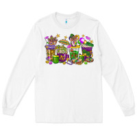 White Mardi Gras coffee cups Long Sleeve Tee - HowdyJamesFarm