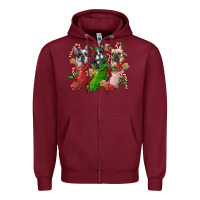 Burgundy french bulldog with christmas socks Zipper Hoodie - FaDigitalArtStudio