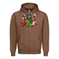 Chestnut french bulldog with christmas socks Zipper Hoodie - FaDigitalArtStudio