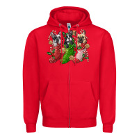 Red french bulldog with christmas socks Zipper Hoodie - FaDigitalArtStudio
