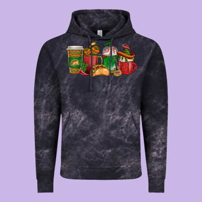 Tacos Coffee Cups Vintage Hoodie Designed By Texasbilliewilder