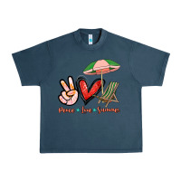 Midnight Navy Peace love summer Urban Heavy Tee - NancyCooperArtShop