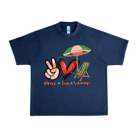 Navy Peace love summer Urban Heavy Tee - NancyCooperArtShop