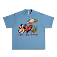 Pebble Blue Peace love summer Urban Heavy Tee - NancyCooperArtShop