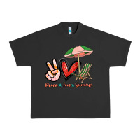 Pigment Black Peace love summer Urban Heavy Tee - NancyCooperArtShop