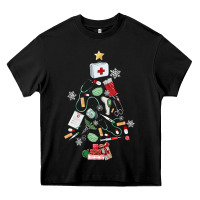 Black nurse christmas tree Heavy Core Tee - MaliasSmallBusiness
