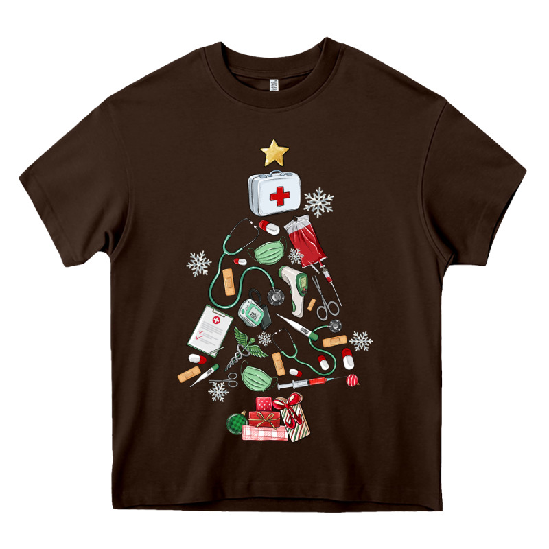 Nurse Christmas Tree Heavy Core Tee by MaliasSmallBusiness | Teevron