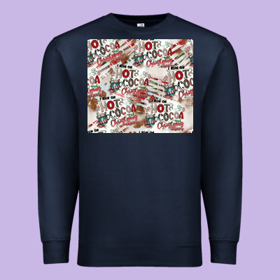 Hot Cocoa Christmas Cheer Pattern Premium Sweatshirt Designed By Cowhidedigitalart