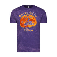 Cloud Purple Halloween Witch On Motorcycle Cat & Moon Salem Witch Trials Premium Vintage Tee - trangStudio