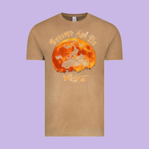 Halloween Witch On Motorcycle Cat & Moon Salem Witch Trials Premium Vintage Tee Designed By Trangstudio