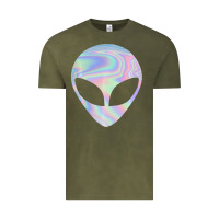 Vintage Olive Alien Head Colorful Laser Ufo Sighting Believe Area 51 Vintage Tee - trangStudio