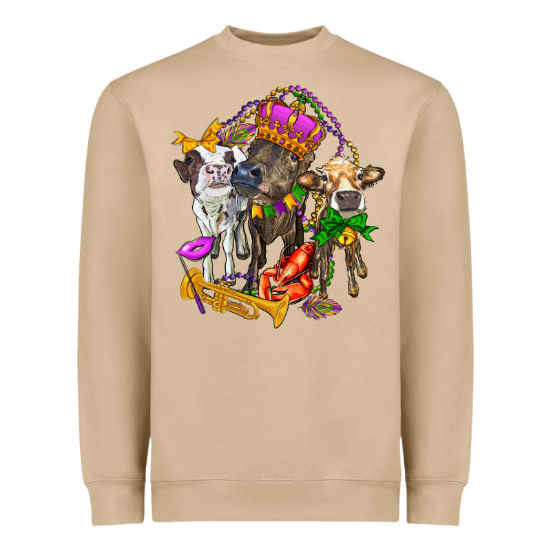 Little Cows And Mardi Gras Party Olivia Heavyweight Sweatshirt by OliviaCreatesArt | Teevron