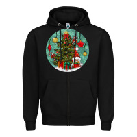 Black christmas tree and gnome Zipper Hoodie - BundleAndBundleShop