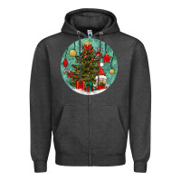 Charcoal Heather christmas tree and gnome Zipper Hoodie - BundleAndBundleShop
