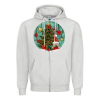 Dove Grey christmas tree and gnome Zipper Hoodie - BundleAndBundleShop