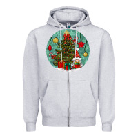 Heather Grey christmas tree and gnome Zipper Hoodie - BundleAndBundleShop
