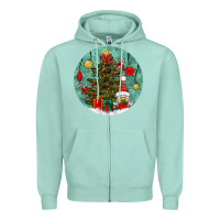Seafoam christmas tree and gnome Zipper Hoodie - BundleAndBundleShop