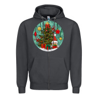 Smoke christmas tree and gnome Zipper Hoodie - BundleAndBundleShop