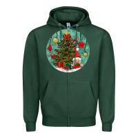 Sports Green christmas tree and gnome Zipper Hoodie - BundleAndBundleShop