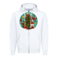 White christmas tree and gnome Zipper Hoodie - BundleAndBundleShop