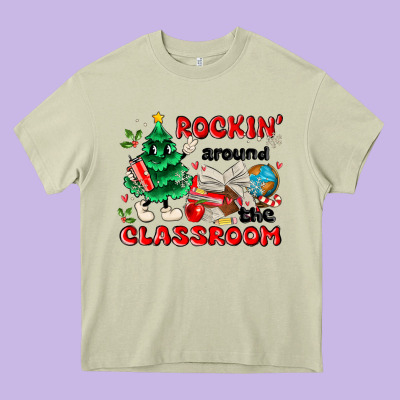 Rockin Around The Classroom Heavy Core Tee Designed By Maliassmallbusiness