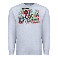 Heather Grey I Run Hot Cocoa And Christmas Cheer Premium Sweatshirt - CowhideDigitalArt