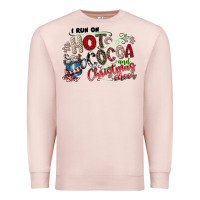 Pale Pink I Run Hot Cocoa And Christmas Cheer Premium Sweatshirt - CowhideDigitalArt