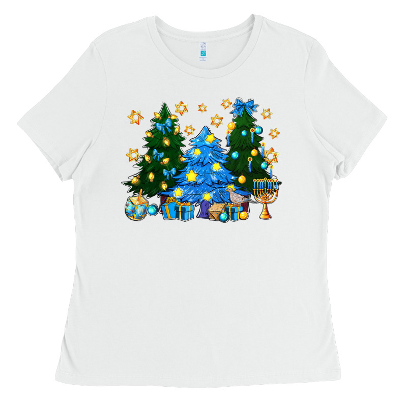 Hannukah Christmas Trees Ladies Tee by NancyCooperArtShop | Teevron