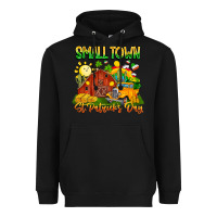 Black Small Town St Patrick's Day Heavyweight Hoodie - CowhideDigitalArt