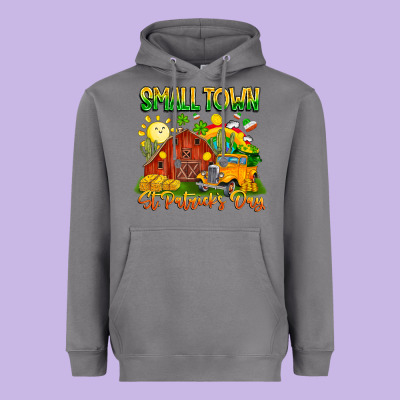 Small Town St Patrick's Day Heavyweight Hoodie Designed By Cowhidedigitalart
