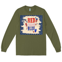 Army Green red white blue Long Sleeve Tee - TumblerDesignByShophia