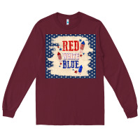 Burgundy red white blue Long Sleeve Tee - TumblerDesignByShophia